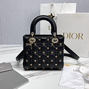 Fortok Dior Lady Cannage Lambskin with Gold-Finish Butterfly Bag Black 20x17x8cm - 3