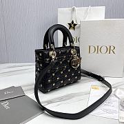 Fortok Dior Lady Cannage Lambskin with Gold-Finish Butterfly Bag Black 20x17x8cm - 2