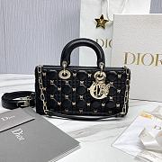 Fortok Dior Lady D-Joy Cannage Lambskin with Gold-Finish Butterfly Bag Black 26x13.5x5cm  - 1