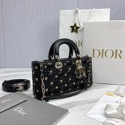 Fortok Dior Lady D-Joy Cannage Lambskin with Gold-Finish Butterfly Bag Black 26x13.5x5cm  - 3