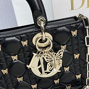 Fortok Dior Lady D-Joy Cannage Lambskin with Gold-Finish Butterfly Bag Black 26x13.5x5cm  - 2