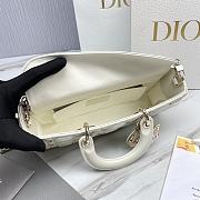 Fortok Dior Lady D-Joy Cannage Lambskin with Gold-Finish Butterfly Bag White 26x13.5x5cm - 5