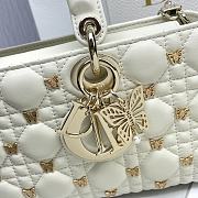 Fortok Dior Lady D-Joy Cannage Lambskin with Gold-Finish Butterfly Bag White 26x13.5x5cm - 2