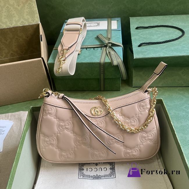 Fortok Gucci GG Matelasse Shoulder Bag Roise Beige 25x15x8cm - 1