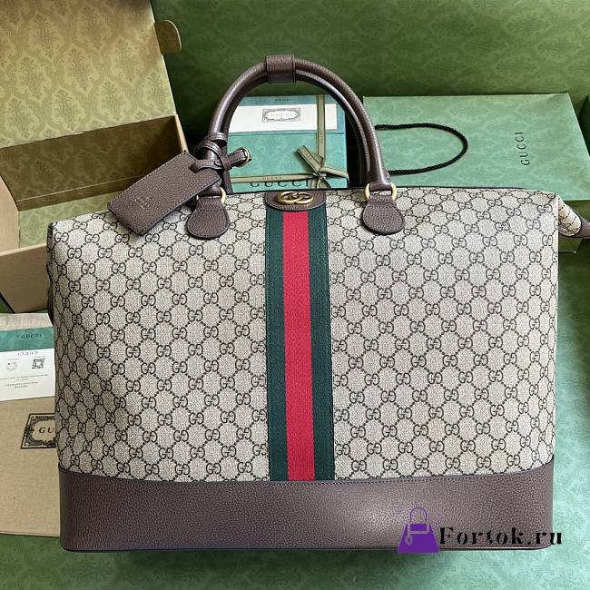 Fortok Gucci GG Duffle Bag Beige and ebony GG Supreme Canvas 48.5x36x24cm - 1