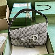 Fortok Gucci Horsebit 1955 Mini Shoulder Bag Beige&Ebony GG Supreme Canvas 764155 26.5x10.5x4cm - 1