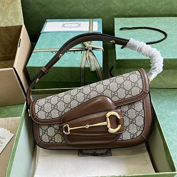 Fortok Gucci Horsebit 1955 Mini Shoulder Bag Beige&Brown 764155 26.5x10.5x4cm