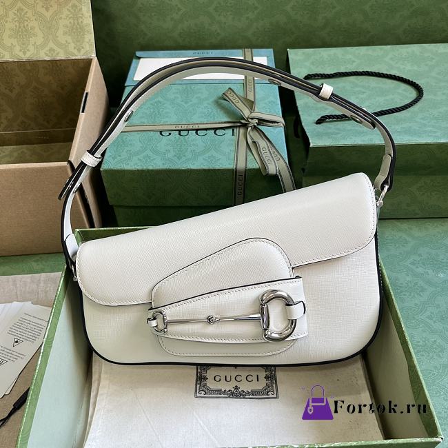 Fortok Gucci Horsebit 1955 Mini Shoulder Bag White 764155 26.5x10.5x4cm - 1