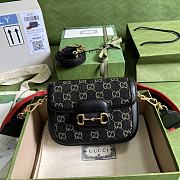 Fortok Gucci Horse 1955 Shoulder Bag Denim Black 658574 20.5x14x5cm - 1