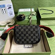 Fortok Gucci Horse 1955 Shoulder Bag Denim Black 658574 20.5x14x5cm - 5