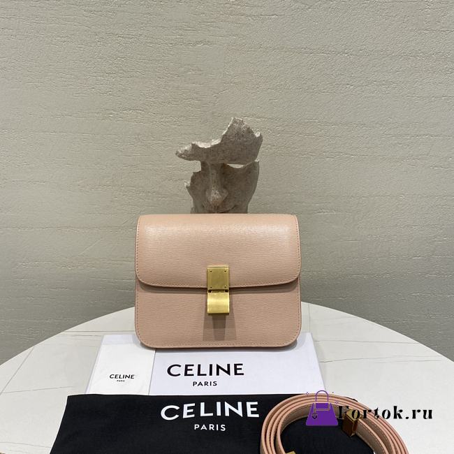 Fortok Celine Lambskin Box Bag in Light Pink 18.5x15.5x6cm - 1