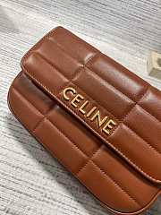 Fortok Celine Matelasse Monochrome Leather Shoulder Bag In Brown 24×15×5cm - 2