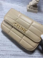 Fortok Celine Matelasse Monochrome Leather Shoulder Bag In Beige 24×15×5cm - 4