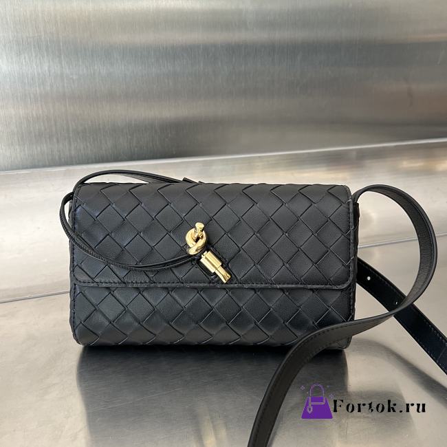 Fortok Bottega Veneta Mini Andiamo Crossbody Bag Black 755545 21.5x13.5x4.5cm - 1