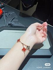 Fortok Van Cleef & Arpels Alhambra Red Four-leaf Clover Five-Flower Bracelet - 5