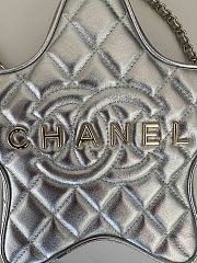 Fortok Chanel Star Handbag Metallic Lambskin & Gold Metal Silver 22.5×22.5×6cm - 2