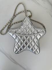 Fortok Chanel Star Handbag Metallic Lambskin & Gold Metal Silver 22.5×22.5×6cm - 5