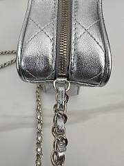 Fortok Chanel Star Handbag Metallic Lambskin & Gold Metal Silver 22.5×22.5×6cm - 6