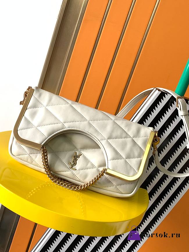 Fortok Saint Laurent 87 Quilted-Leather Clutch Bag White 754001 26x26.5x5cm - 1