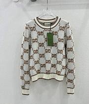 Fortok Gucci Jacquard-knit Wool-bouclé Long-Sleeves Sweater White - 1
