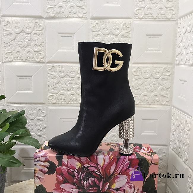 Fortok Dolce&Gabbana Hollow Drill Heel Short Boots in Black - 1