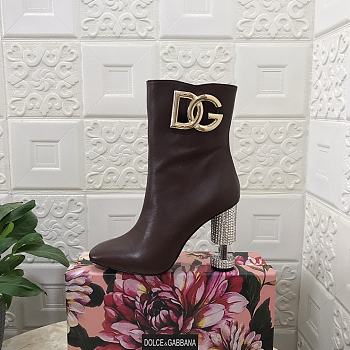 Fortok Dolce&Gabbana Hollow Drill Heel Short Boots in Dark Brown