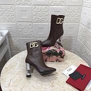 Fortok Dolce&Gabbana Hollow Drill Heel Short Boots in Dark Brown - 3