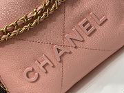 Fortok Chanel 22 Grained Leather With Pink Chanel Logo Handbag 18x20x6.5cm - 3