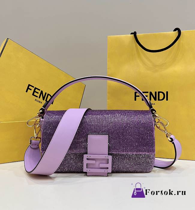 Fortok Fendi Baguette Re-Edition Lilac Beads Bag in Purple 27cm - 1