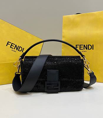 Fortok Fendi Baguette Re-Edition Lilac Beads Bag in Black 27cm