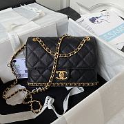Fortok Chanel 23K Grained Calfskin Flap Bag in Black AS4431 13×20.5×7.5cm - 1