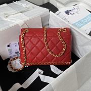 Fortok Chanel 23K Grained Calfskin Flap Bag in Red AS4431 13×20.5×7.5cm - 4