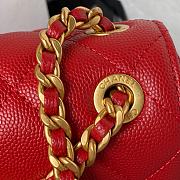 Fortok Chanel 23K Grained Calfskin Flap Bag in Red AS4431 13×20.5×7.5cm - 3