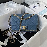 Fortok Chanel 23K Grained Calfskin Flap Bag in Blue AS4431 13×20.5×7.5cm - 1