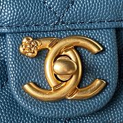 Fortok Chanel 23K Grained Calfskin Flap Bag in Blue AS4431 13×20.5×7.5cm - 4