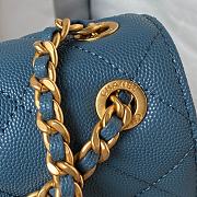 Fortok Chanel 23K Grained Calfskin Flap Bag in Blue AS4431 13×20.5×7.5cm - 6