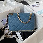 Fortok Chanel 23K Grained Calfskin Flap Bag in Blue AS4431 13×20.5×7.5cm - 3