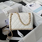 Fortok Chanel 23K Grained Calfskin Flap Bag in White AS4431 13×20.5×7.5cm - 6