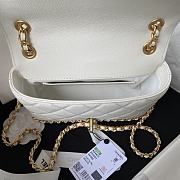 Fortok Chanel 23K Grained Calfskin Flap Bag in White AS4431 13×20.5×7.5cm - 4