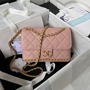 Fortok Chanel 23K Grained Calfskin Flap Bag in Pink AS4431 13×20.5×7.5cm - 1