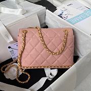 Fortok Chanel 23K Grained Calfskin Flap Bag in Pink AS4431 13×20.5×7.5cm - 6