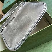 Fortok Gucci Horsebit Slim Shoulder Bag in Metallic Silver Leather 23x18.5x3cm - 6