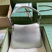 Fortok Gucci Horsebit Slim Shoulder Bag in Metallic Silver Leather 23x18.5x3cm - 2