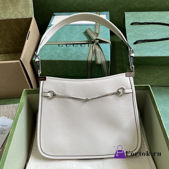 Fortok Gucci Horsebit Slim Shoulder Bag in White Leather 23x18.5x3cm - 1