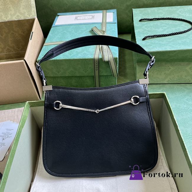 Fortok Gucci Horsebit Slim Shoulder Bag in Black Leather 23x18.5x3cm - 1