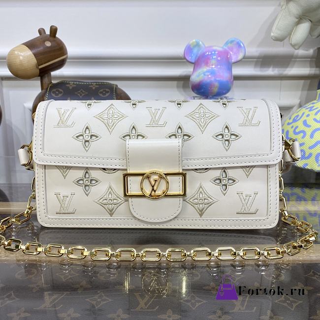 Fortok Louis Vuitton Dauphine East West Bag in Beige M22955 24.5x13.5x9cm - 1