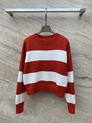 Fortok Celine 2023 Christmas Red and White Striped Sweater - 1