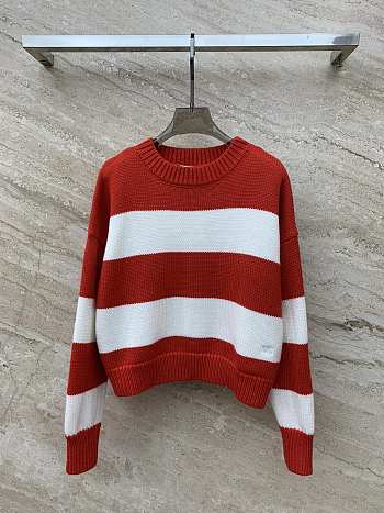 Fortok Celine 2023 Christmas Red and White Striped Sweater