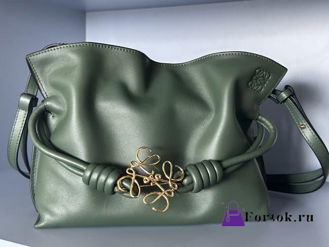 Fortok Loewe Flamenco Knot Bag in Green 23x18x9cm - 1