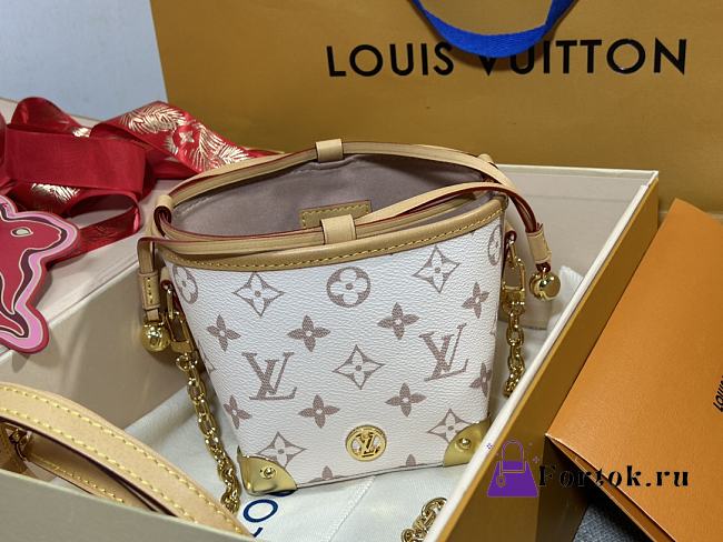 Fortok Louis Vuitton Noe Purse White&Beige M83227 11.5x11.5x11.5cm - 1